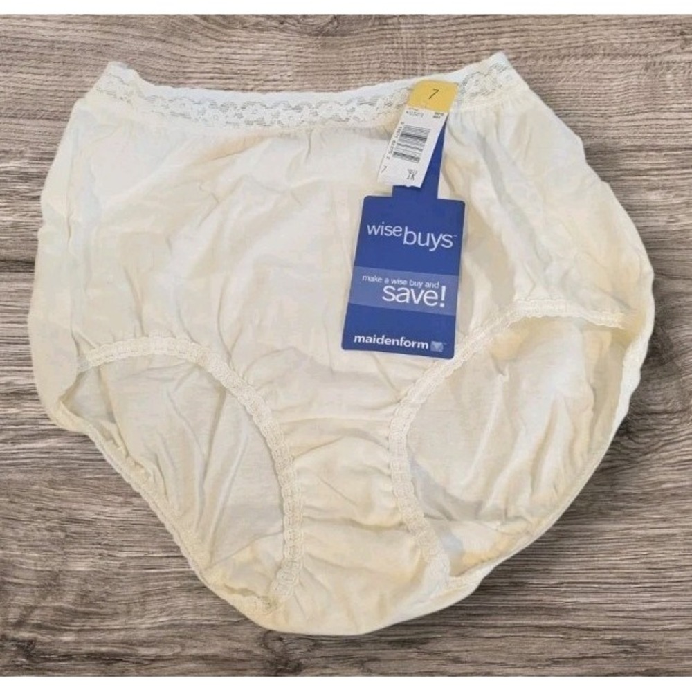 NOS Maidenform Panties White Vtg Wise Buys Granny Underwear 100% Cotton NWT Sz 7